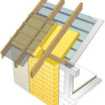 Rys. 1. Detal, zaizolowanie styku dach-ściana – ciągłość izolacji z wełny mineralnej eliminuje mostki termiczne i gwarantuje mniejsze straty ciepła